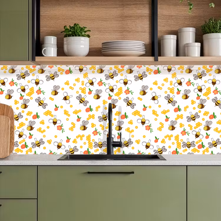 Kitchen splashback - Honey - Bee - Flowers - Patterns - Spring — 8