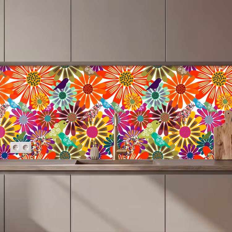 Kitchen splashback - Rainbow - Flowers - Patterns - Hippie — 1