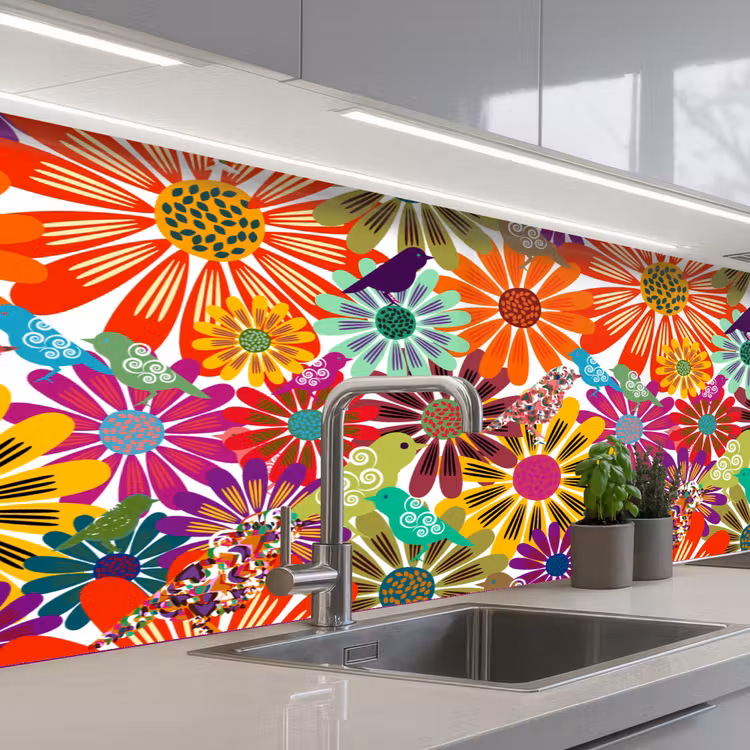 Kitchen splashback - Rainbow - Flowers - Patterns - Hippie — 2