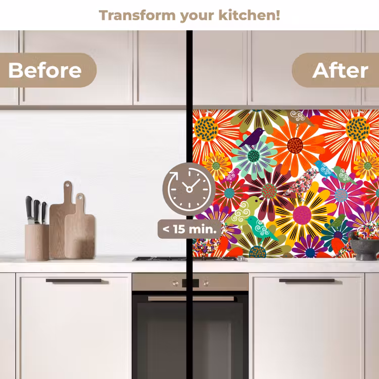 Kitchen splashback - Rainbow - Flowers - Patterns - Hippie — 3