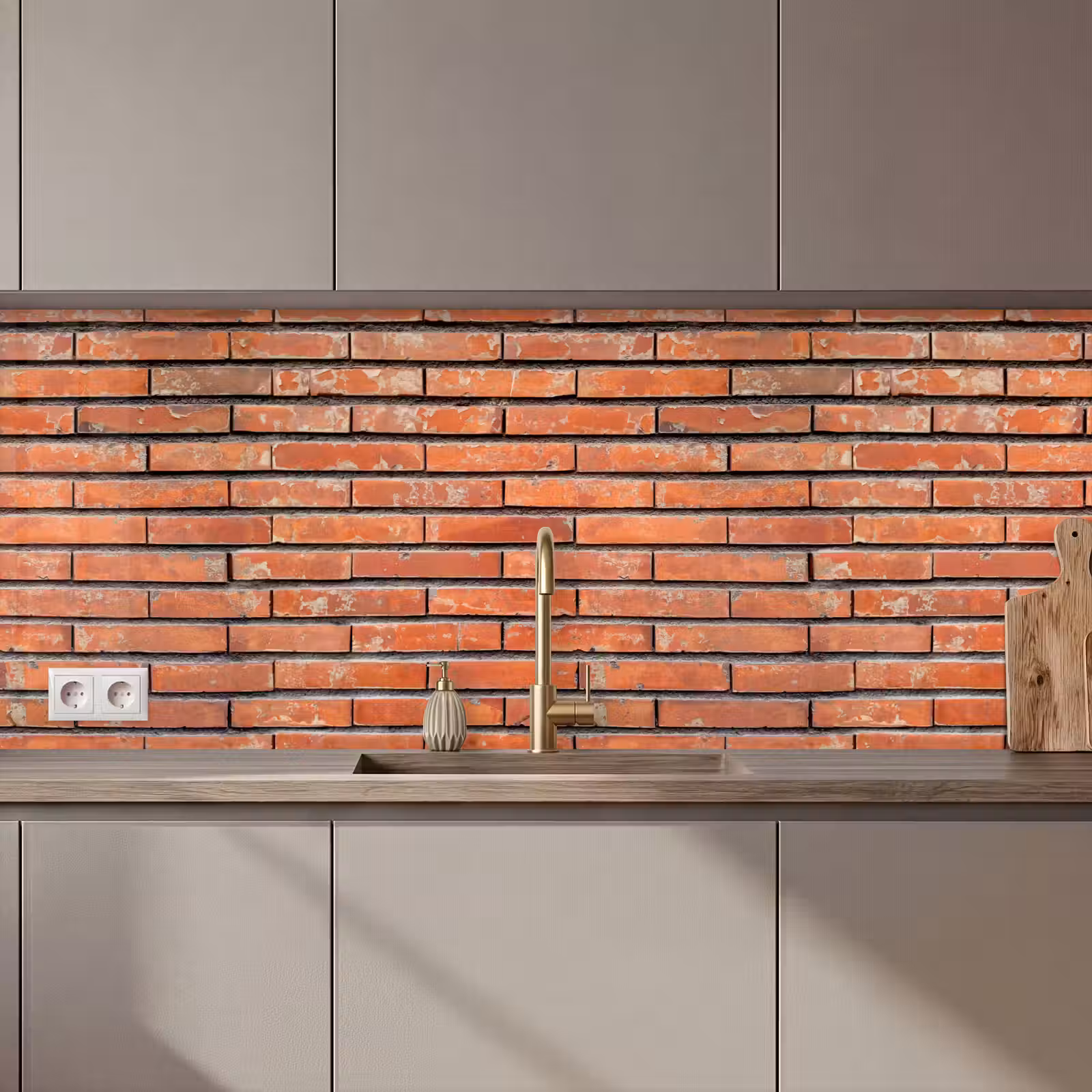 Kitchen splashback - Red - Bricks - Wall - Damage — 1