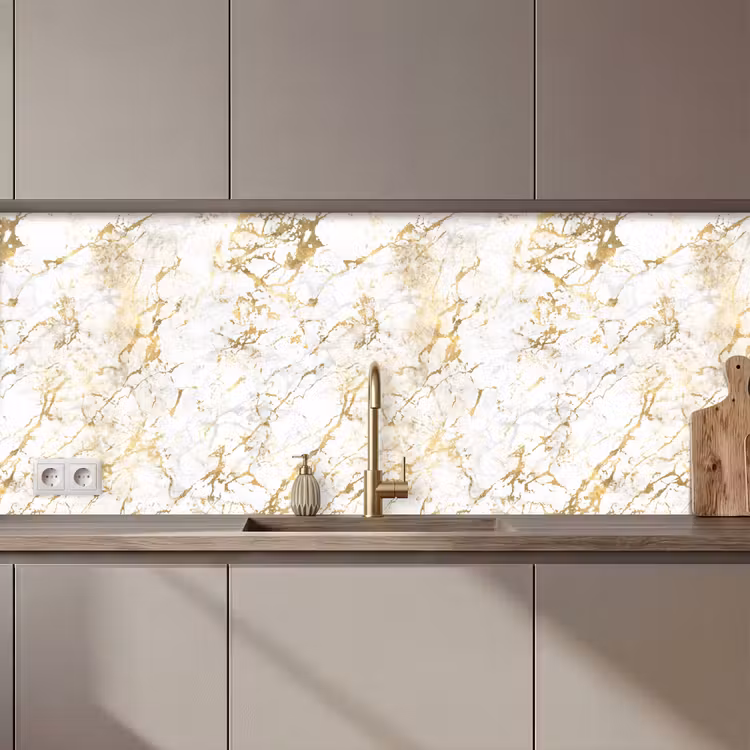Kitchen splashback - Gold Splash - White - Marble — 1