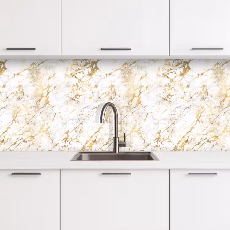 Kitchen splashback - Gold Splash - White - Marble — 4