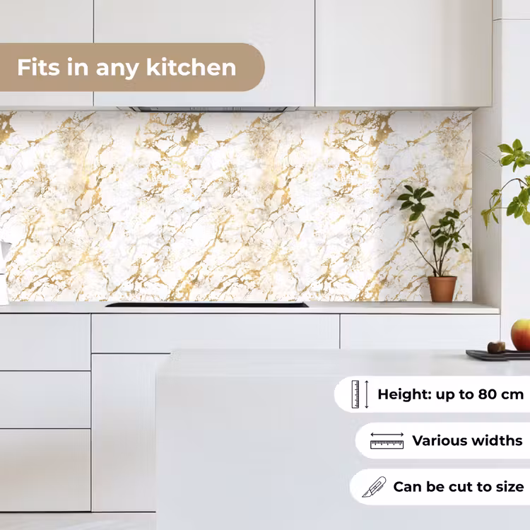 Kitchen splashback - Gold Splash - White - Marble — 7