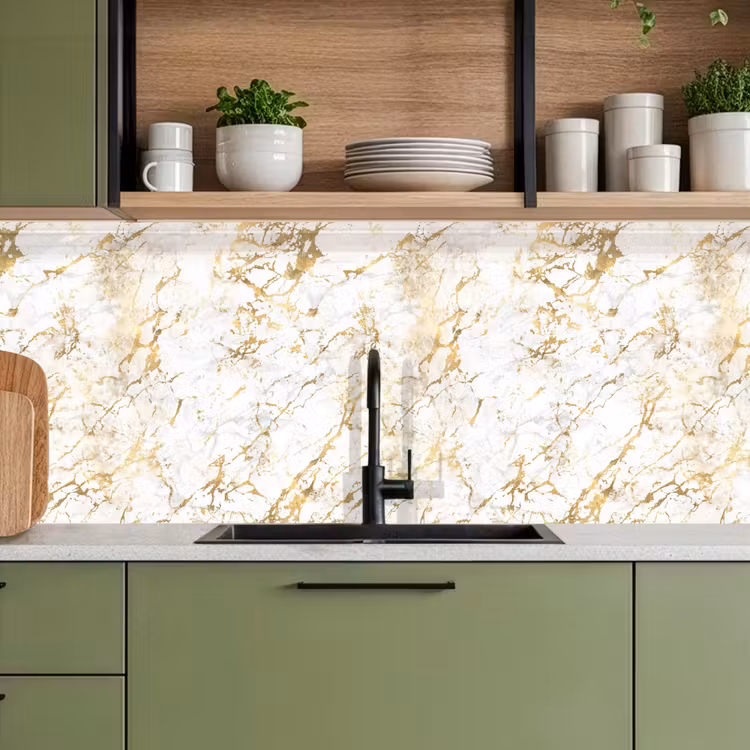 Kitchen splashback - Gold Splash - White - Marble — 8