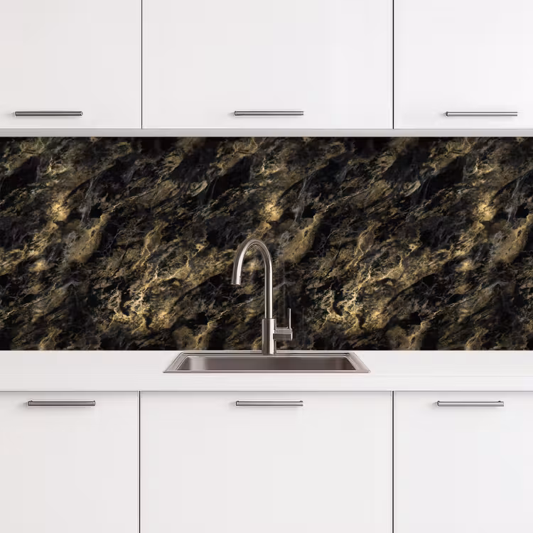 Kitchen splashback - Marble - Black - Gold — 4