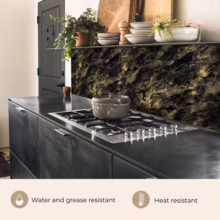 Kitchen splashback - Marble - Black - Gold — 5