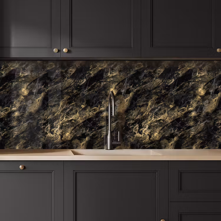 Kitchen splashback - Marble - Black - Gold — 6