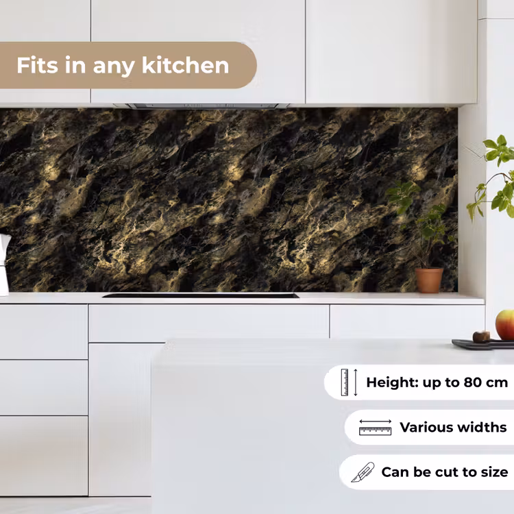 Kitchen splashback - Marble - Black - Gold — 7