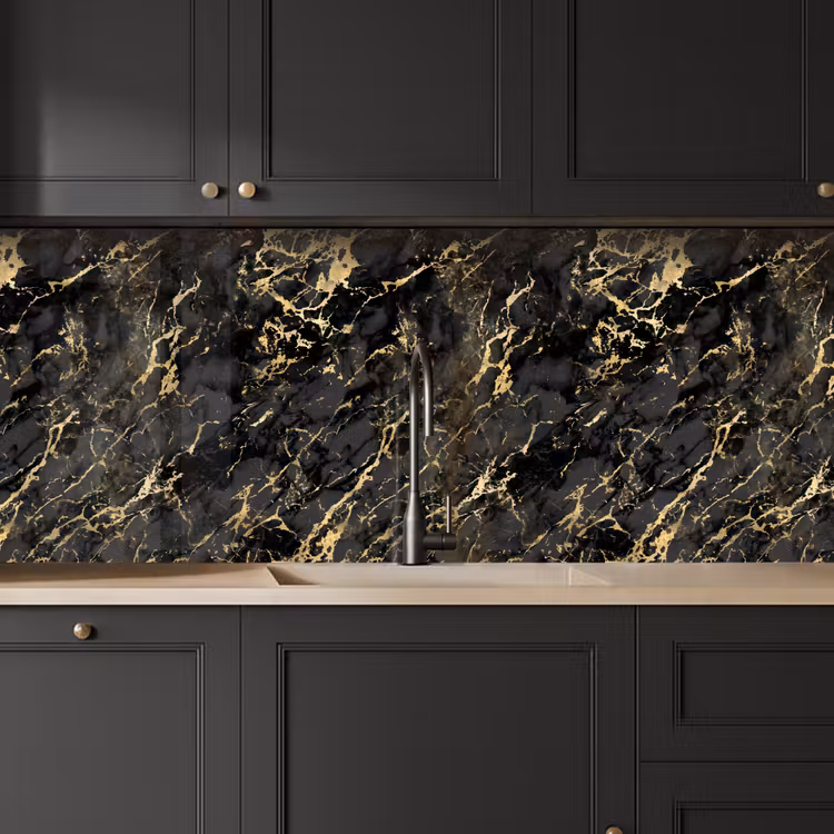Kitchen splashback - Marble - Black - Gold Texture — 6