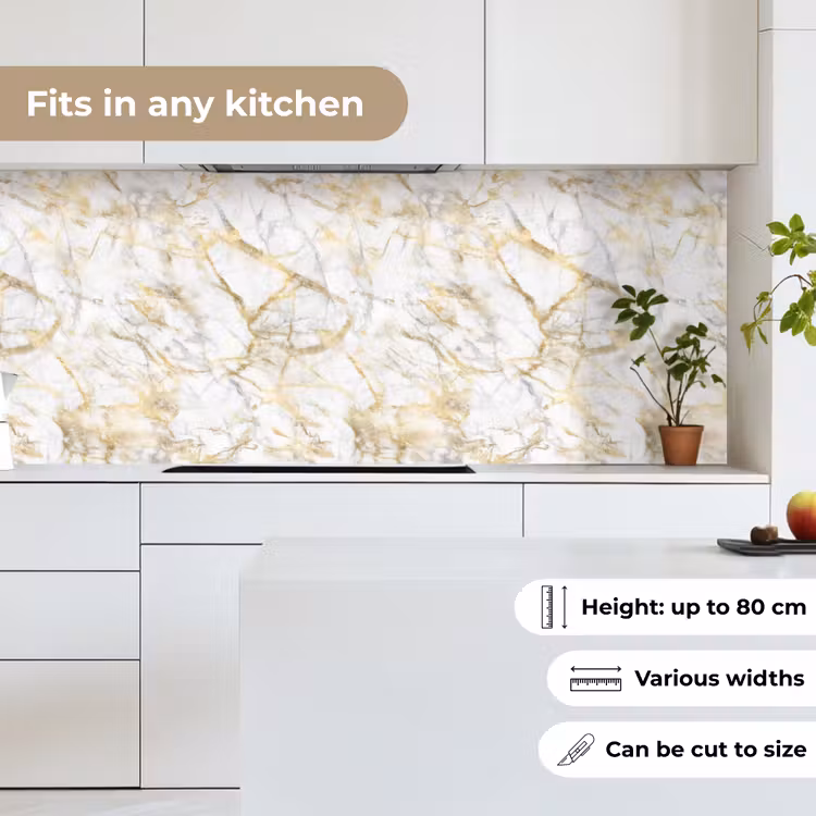 Kitchen splashback - Marble - White - Expressive - Gold accents — 7