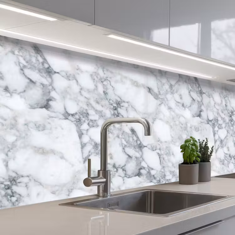 Kitchen splashback - Mosaic - Marble - White - Irregular — 2