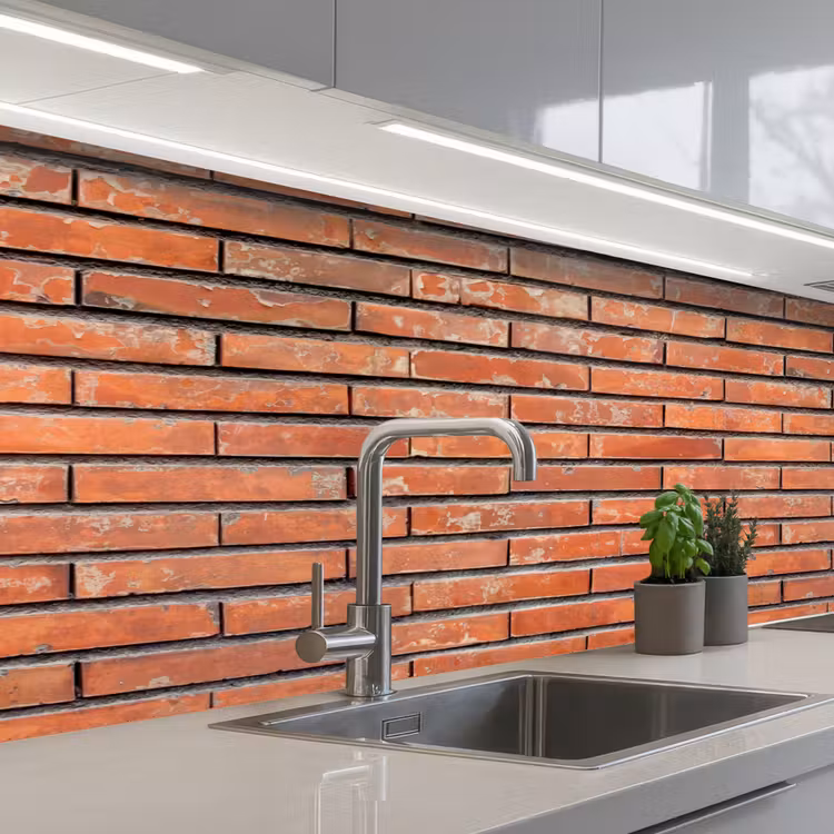 Kitchen splashback - Red - Bricks - Wall - Damage — 2