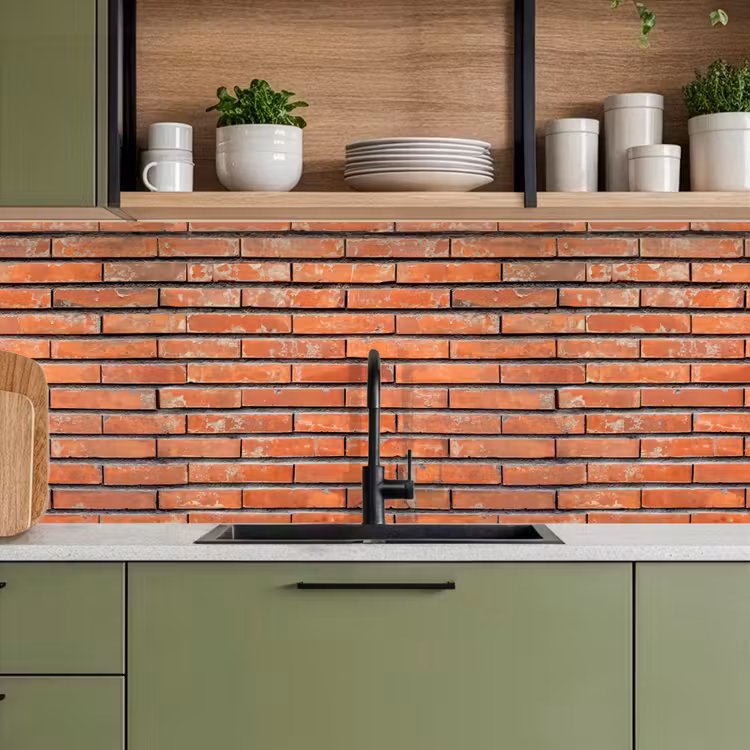 Kitchen splashback - Red - Bricks - Wall - Damage — 8