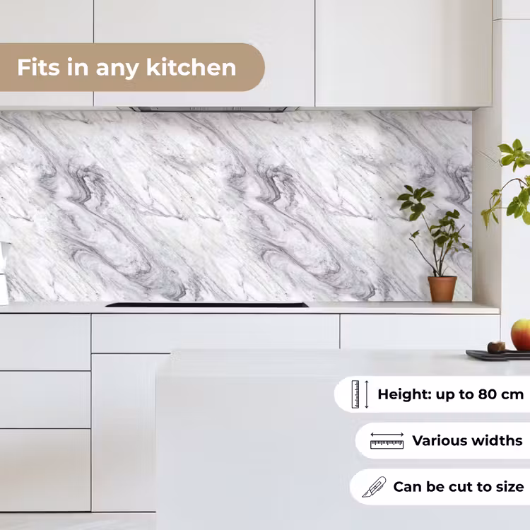 Kitchen splashback - Swirling - Gray texture - Marble - White — 7