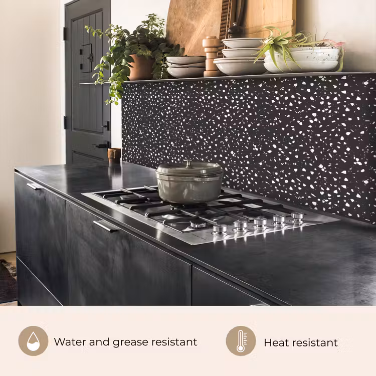 Kitchen splashback - Terrazzo - Pattern - Black - White — 5