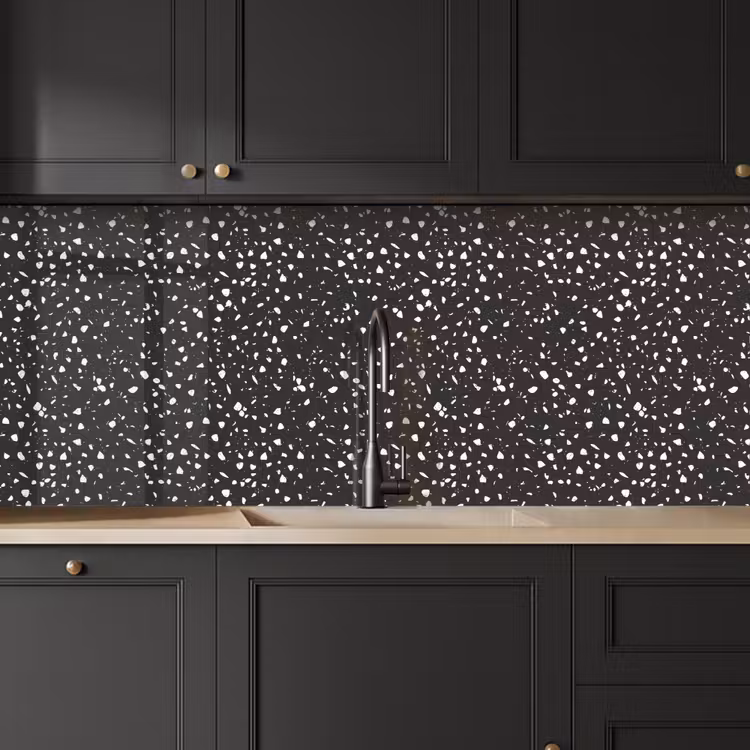 Kitchen splashback - Terrazzo - Pattern - Black - White — 6