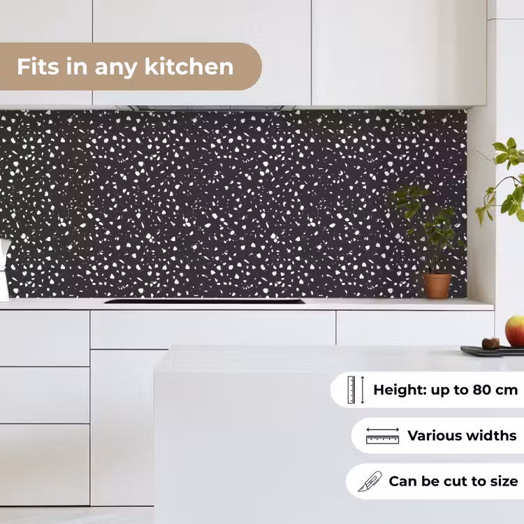 Kitchen splashback - Terrazzo - Pattern - Black - White — 7