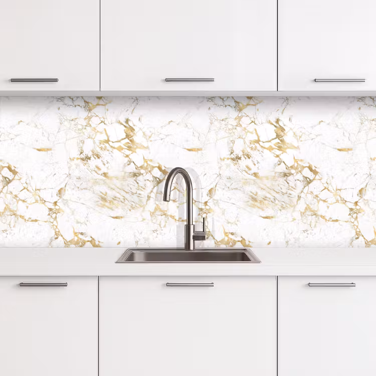 Kitchen splashback - White - Marble - Luxury - Gold — 4