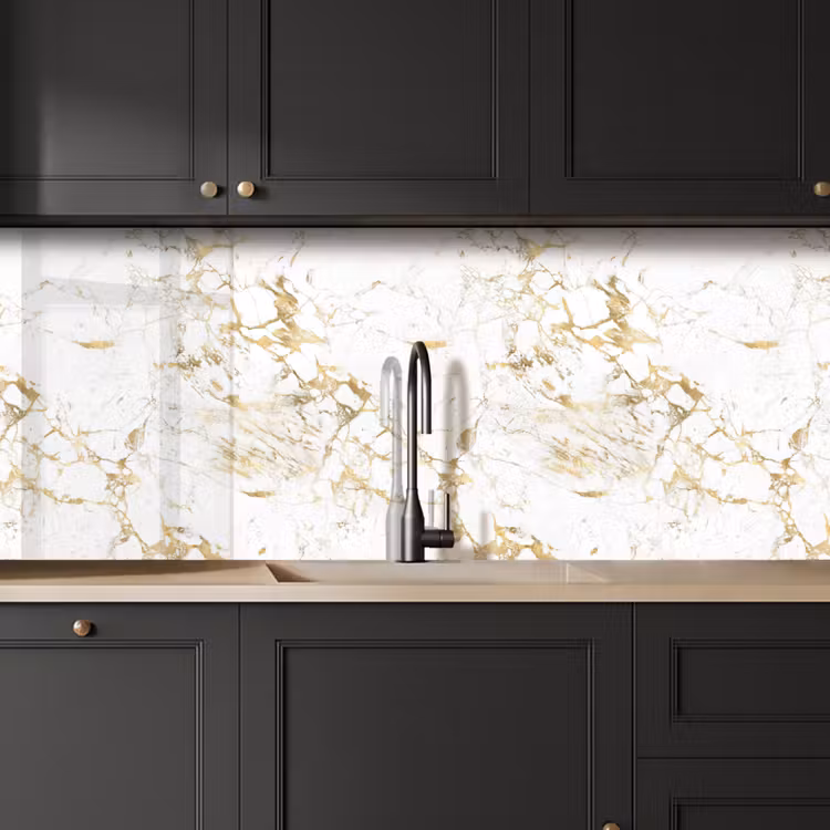 Kitchen splashback - White - Marble - Luxury - Gold — 6
