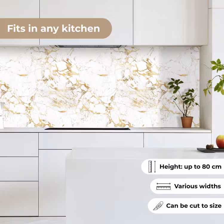 Kitchen splashback - White - Marble - Luxury - Gold — 7