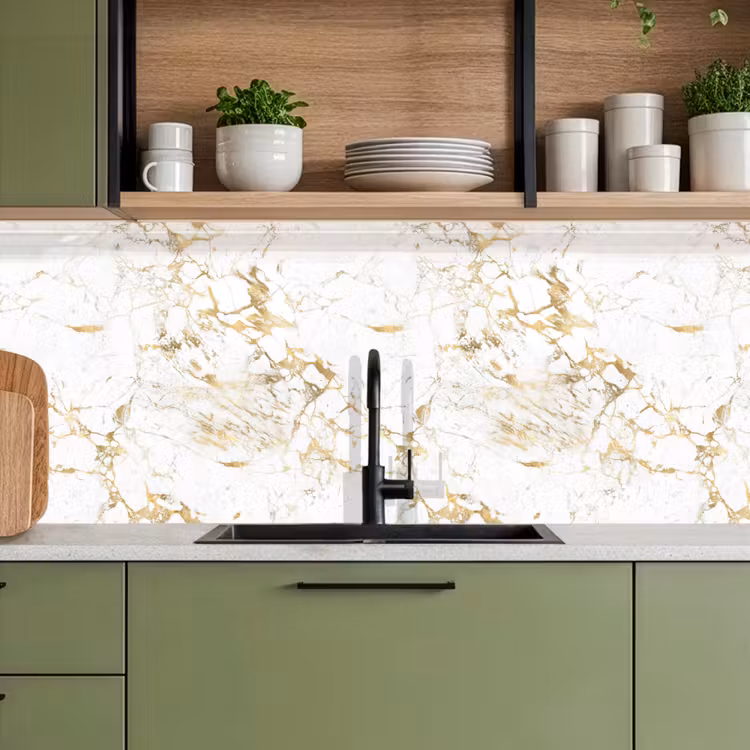 Kitchen splashback - White - Marble - Luxury - Gold — 8