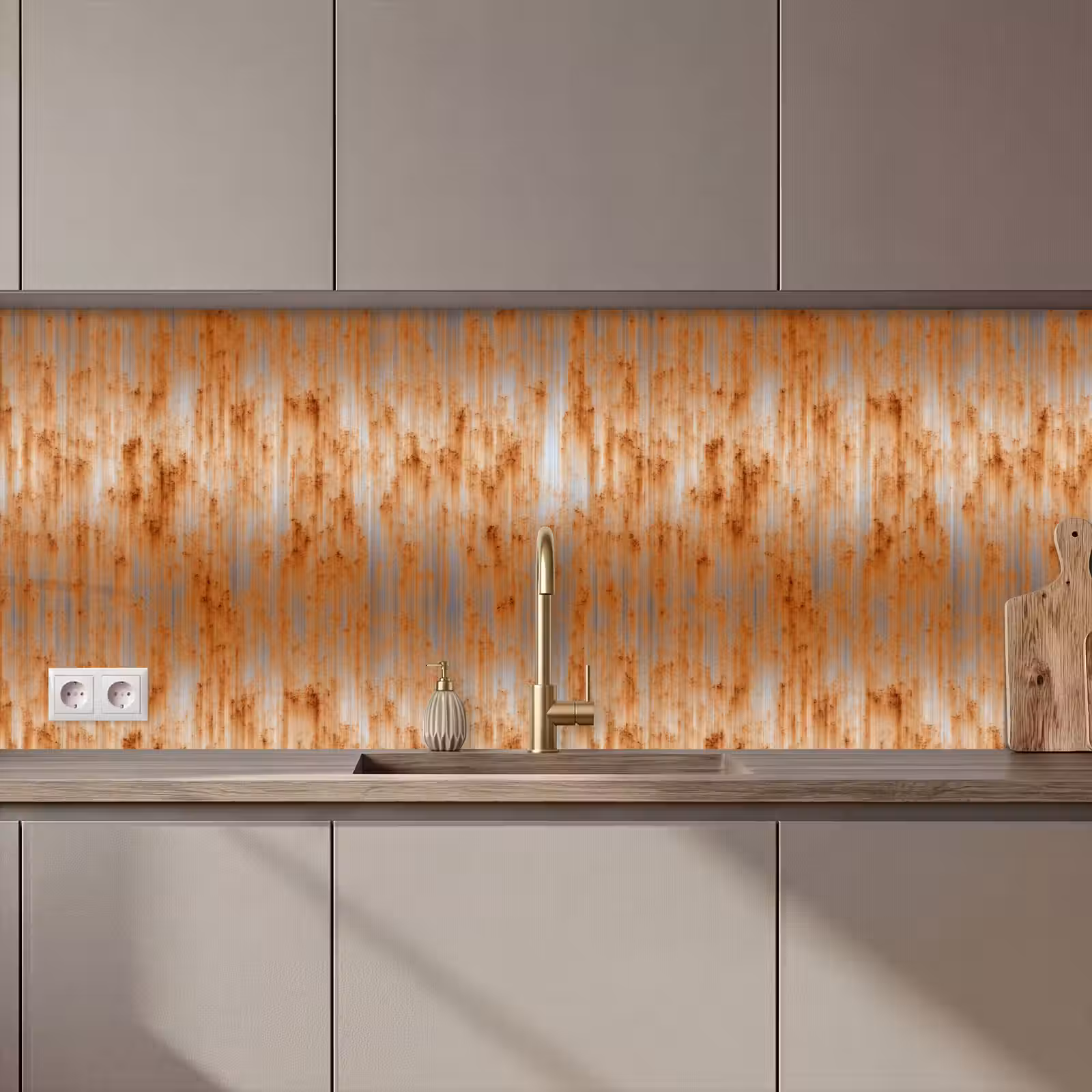 Kitchen splashback - Metal - Gray - Orange - Rust — 1