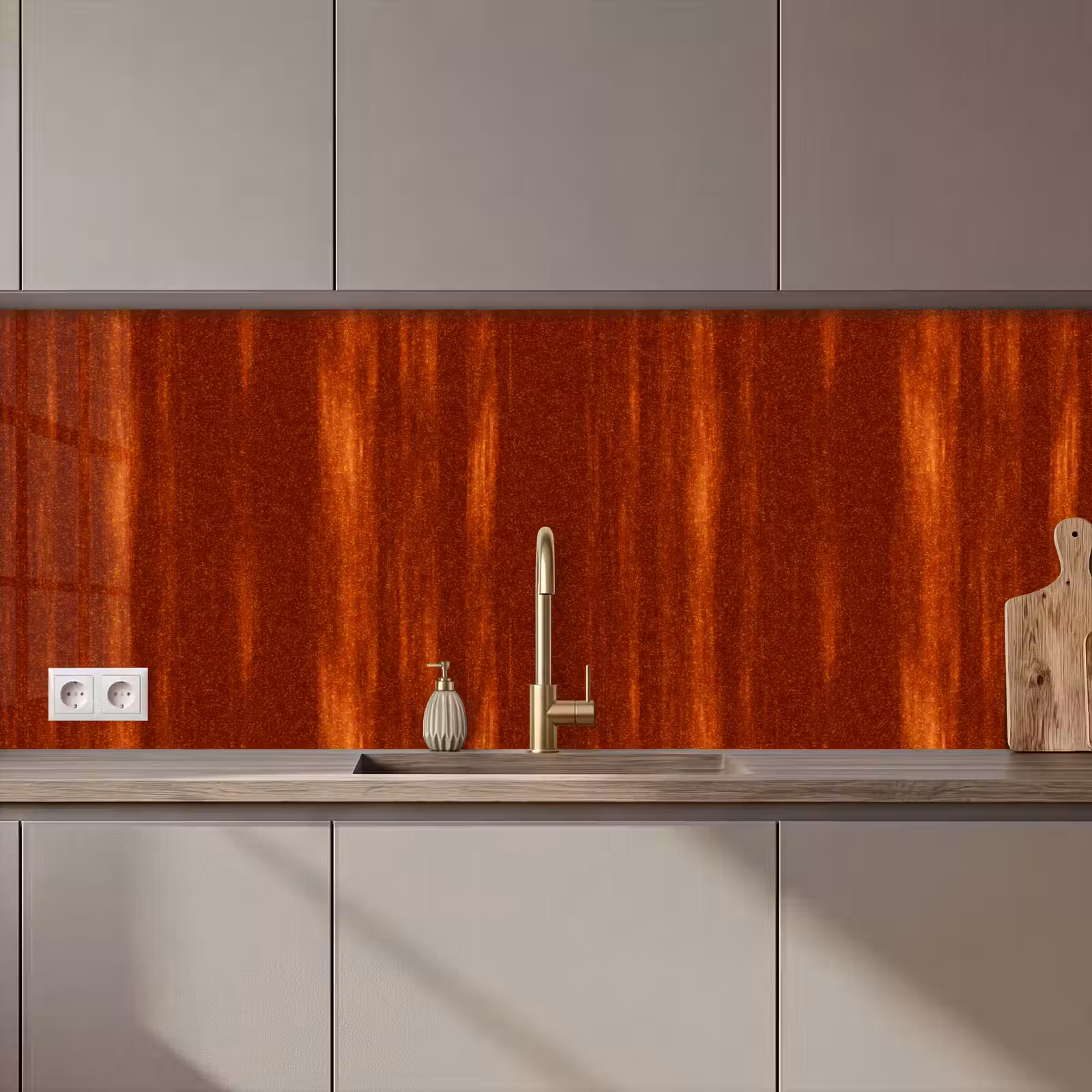 Kitchen splashback - Orange - Red - Rust - Metal — 1