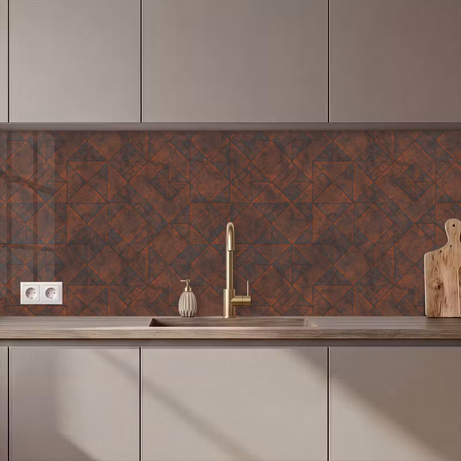 Kitchen splashback - Pattern - Geometric - Brown - Rust — 1