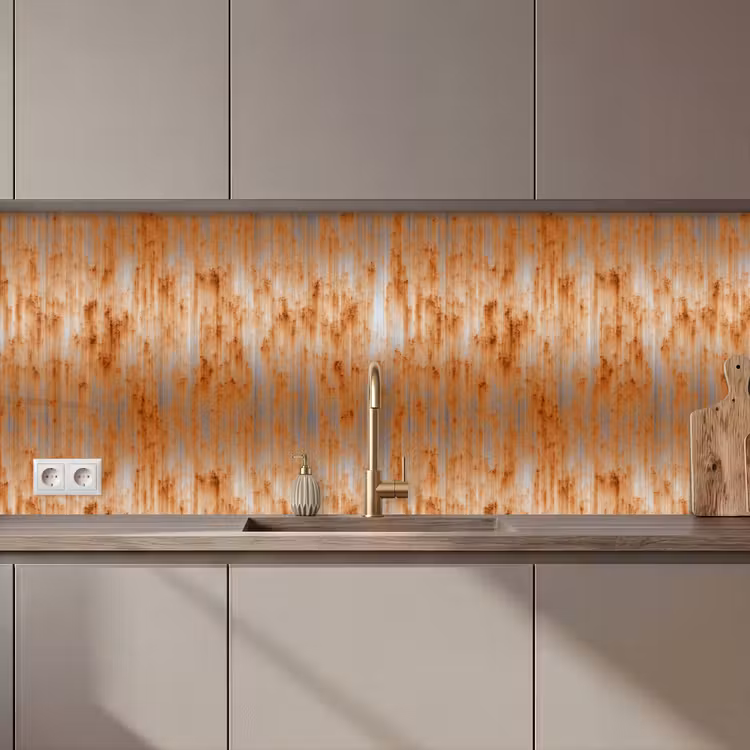 Kitchen splashback - Metal - Gray - Orange - Rust — 1