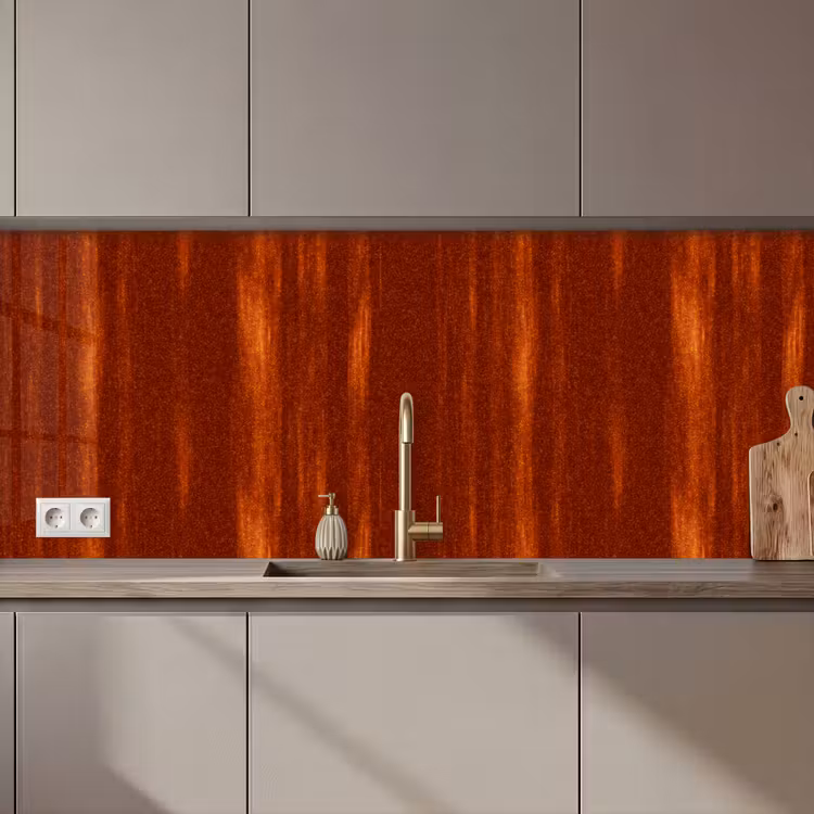 Kitchen splashback - Orange - Red - Rust - Metal — 1