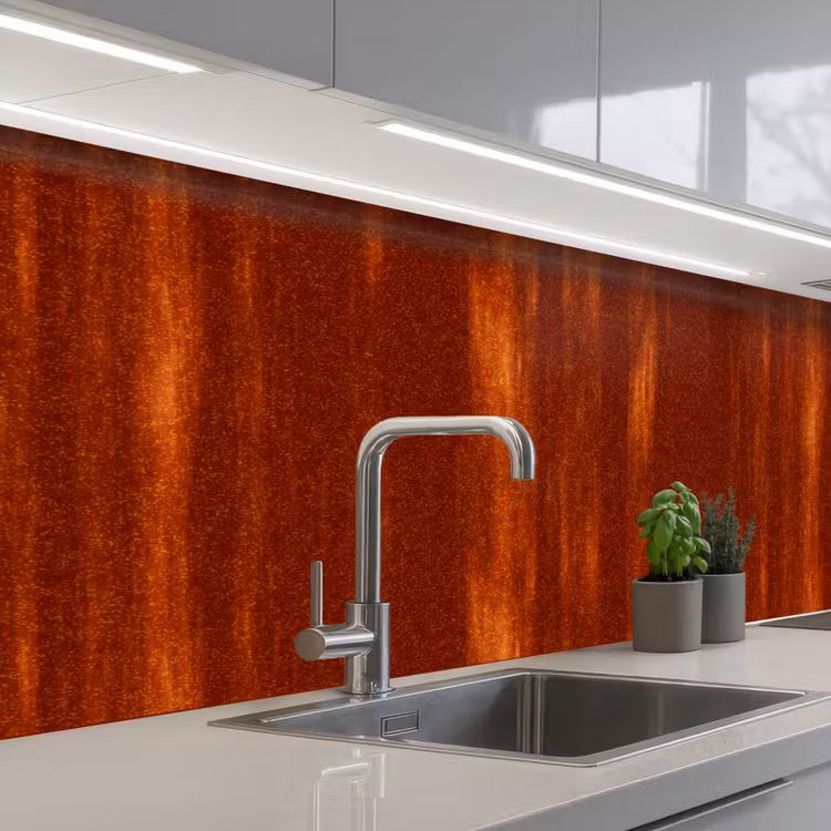 Kitchen splashback - Orange - Red - Rust - Metal — 2