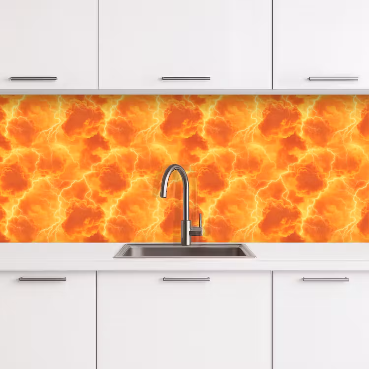 Kitchen splashback - Lightning - Storm - Orange — 4