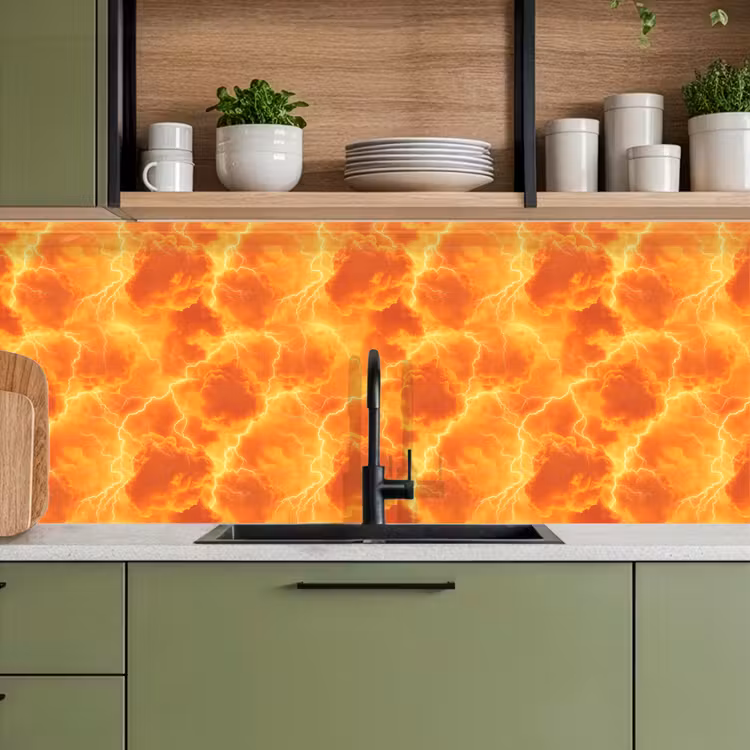 Kitchen splashback - Lightning - Storm - Orange — 8