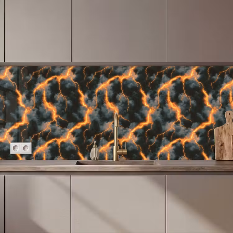 Kitchen splashback - Orange - Lightning - Clouds — 1