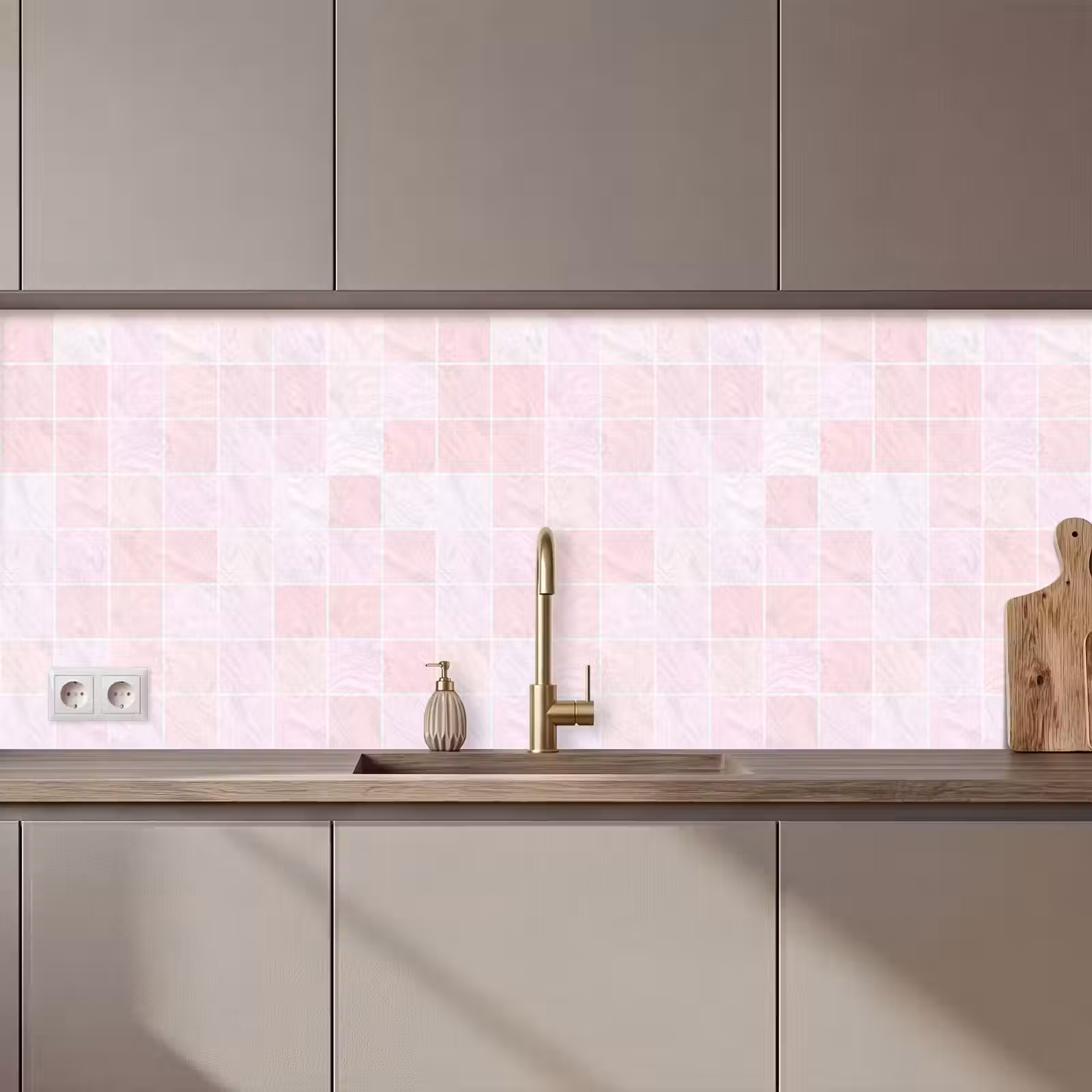 Kitchen splashback - Marble - Pattern - Mosaic - Pink — 1