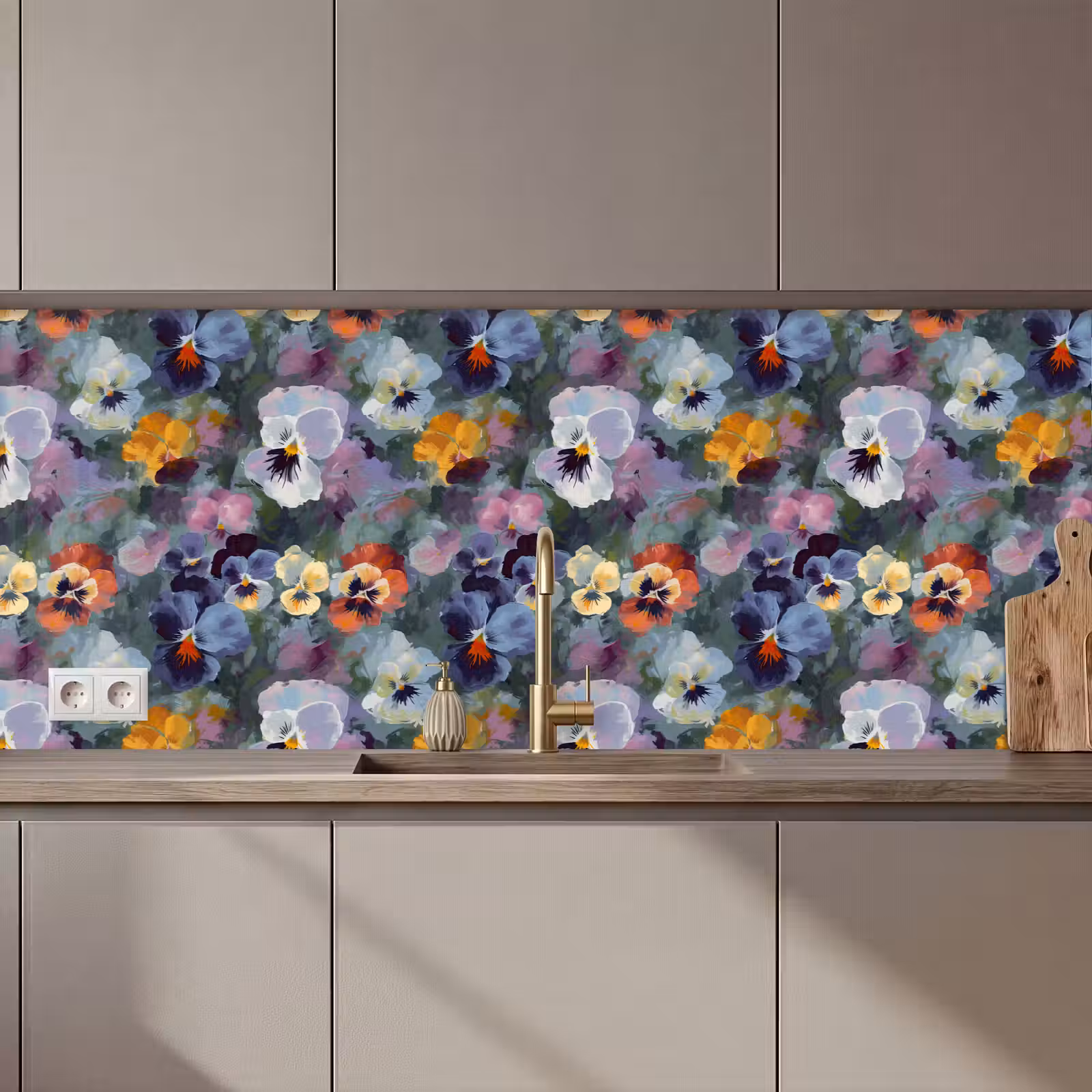 Kitchen splashback - Pastel - Violets - Green - Pattern — 1