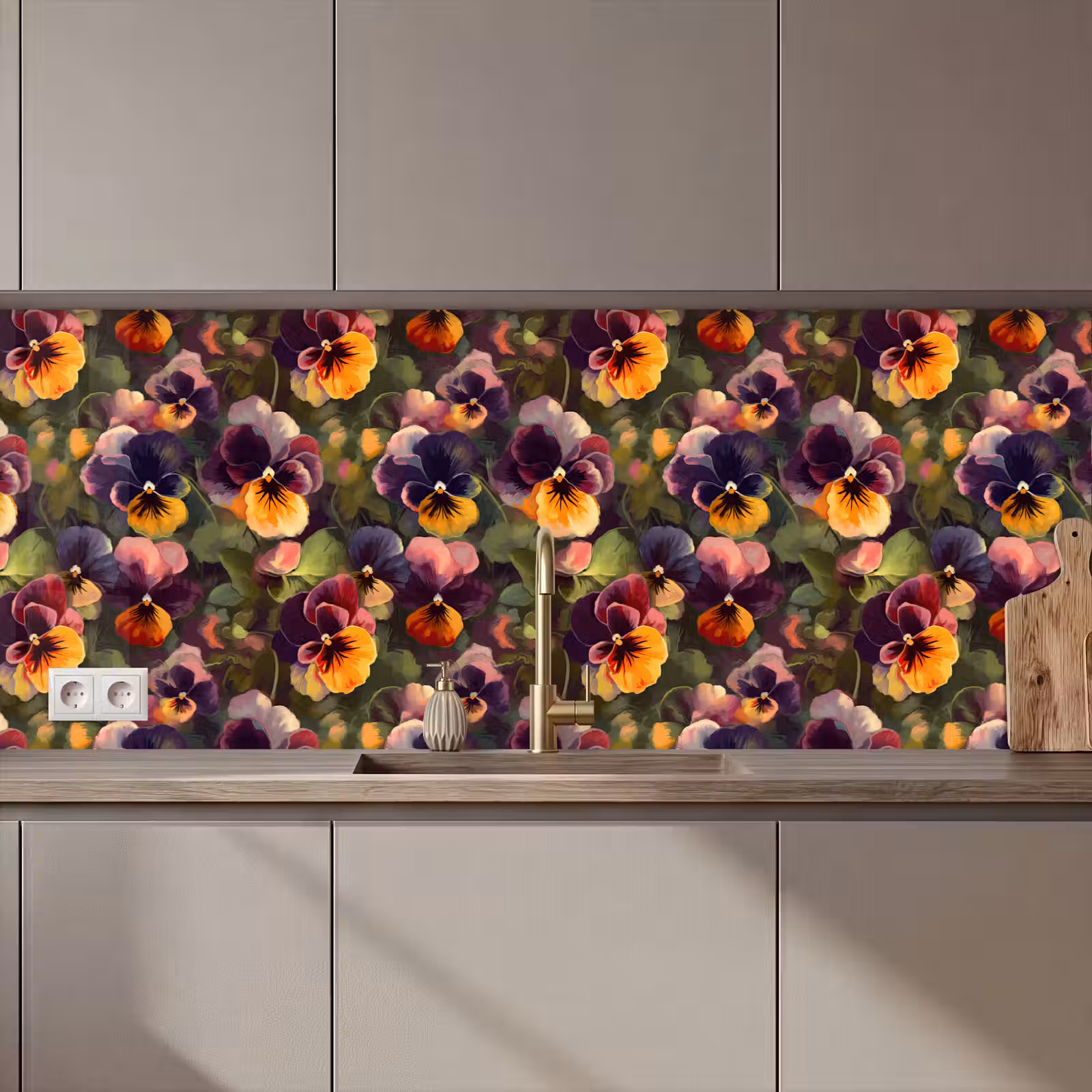 Kitchen splashback - Warm - Pattern - Brush - Violets — 1
