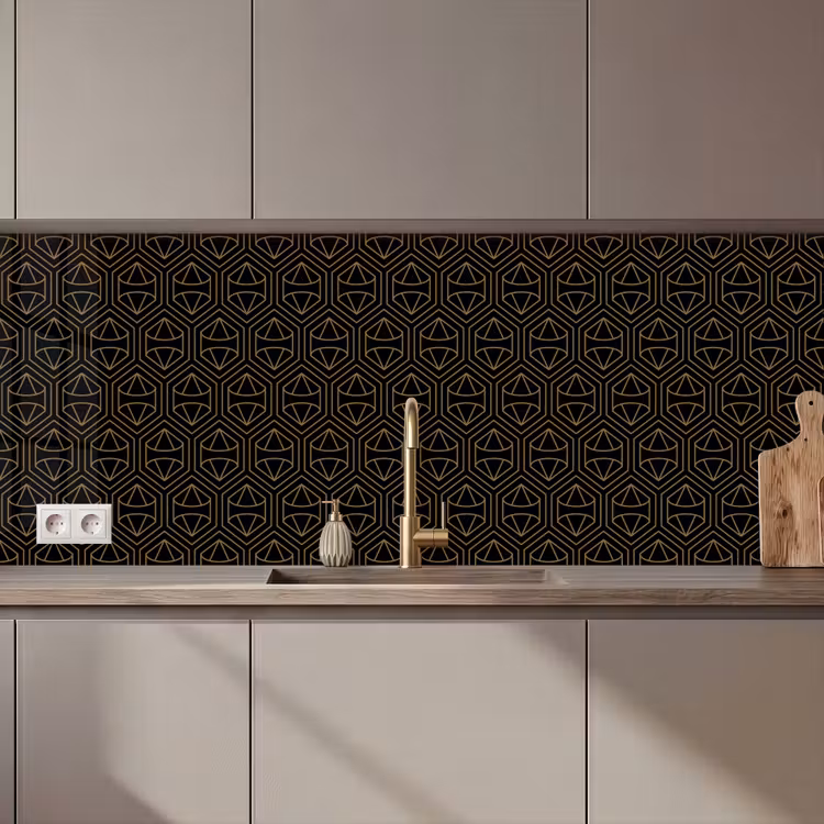 Kitchen splashback - Gold - Black - Diamond — 1