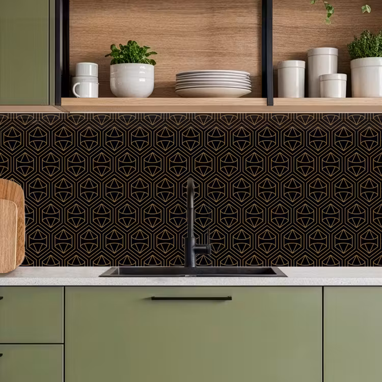 Kitchen splashback - Gold - Black - Diamond — 8