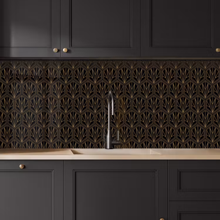 Kitchen splashback - Gold - Black - Lines — 6