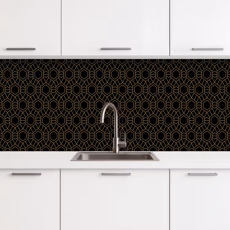 Kitchen splashback - Gold - Black - Rosette texture — 4
