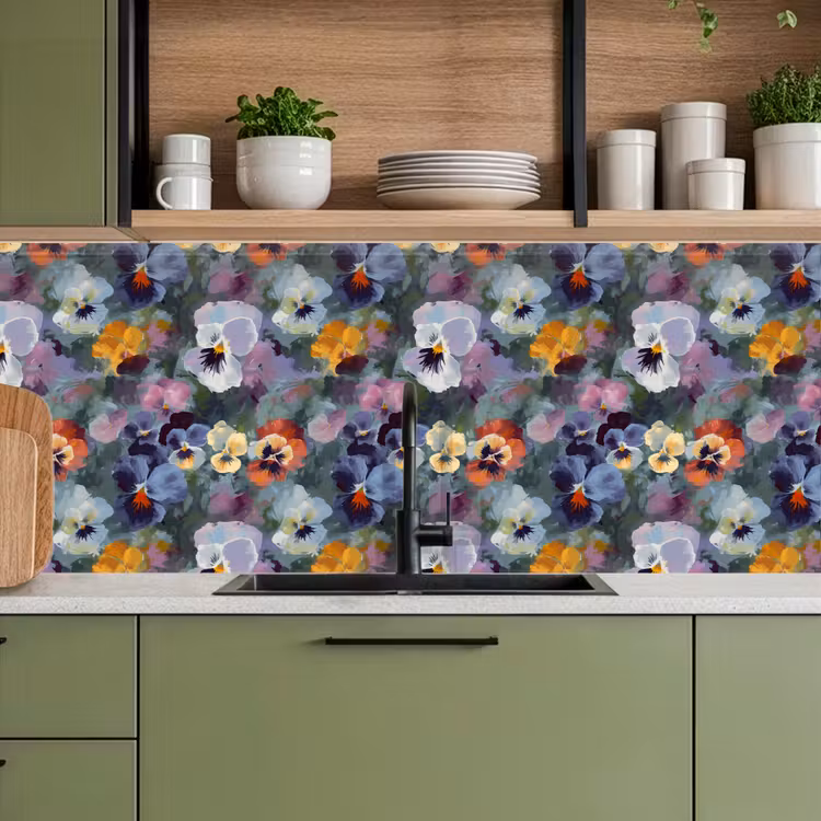 Kitchen splashback - Pastel - Violets - Green - Pattern — 8