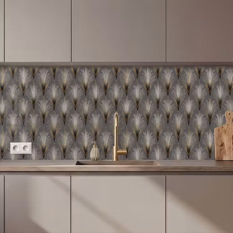 Kitchen splashback - Range blasting - Gold - Anthracite — 1