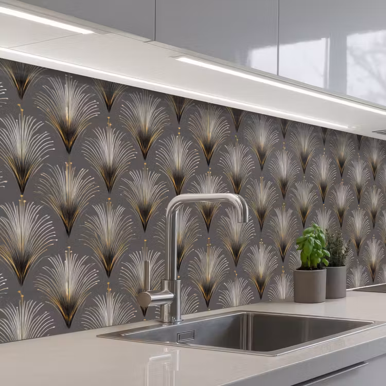 Kitchen splashback - Range blasting - Gold - Anthracite — 2