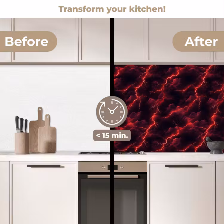 Kitchen splashback - Red - Thunderstorm - Lightning - Clouds — 3