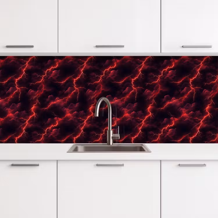 Kitchen splashback - Red - Thunderstorm - Lightning - Clouds — 4