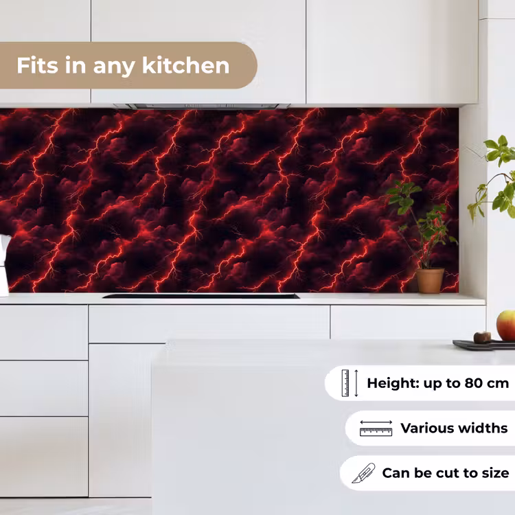 Kitchen splashback - Red - Thunderstorm - Lightning - Clouds — 7