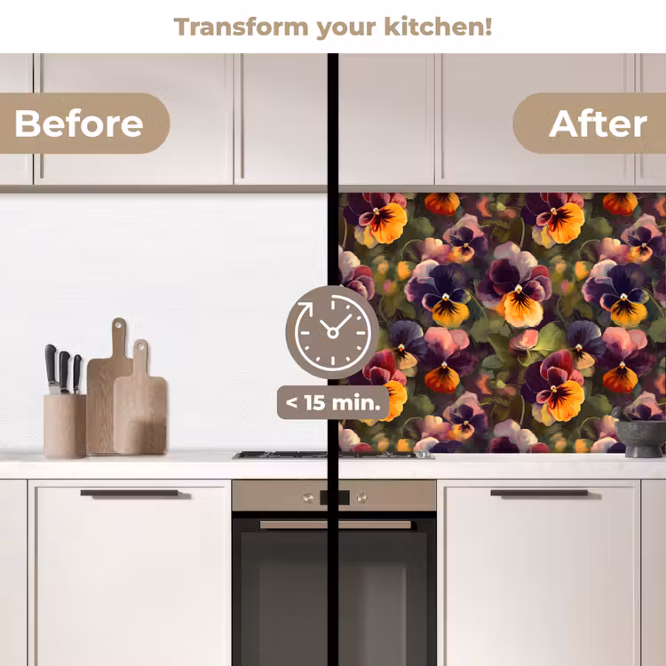 Kitchen splashback - Warm - Pattern - Brush - Violets — 3