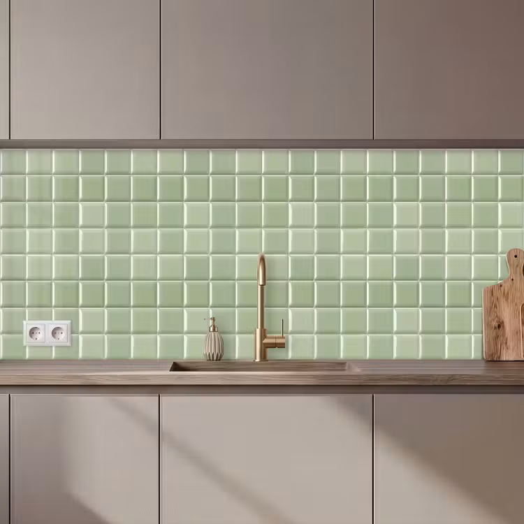 Kitchen splashback - Glossy - Mosaic - Tiles - Soft - Green — 1